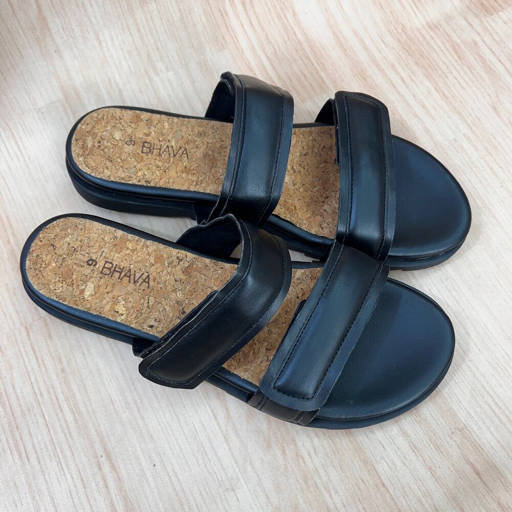Bhava Vegan Leather Casual Sandal in Black Size 5 - Picture 5 of 10